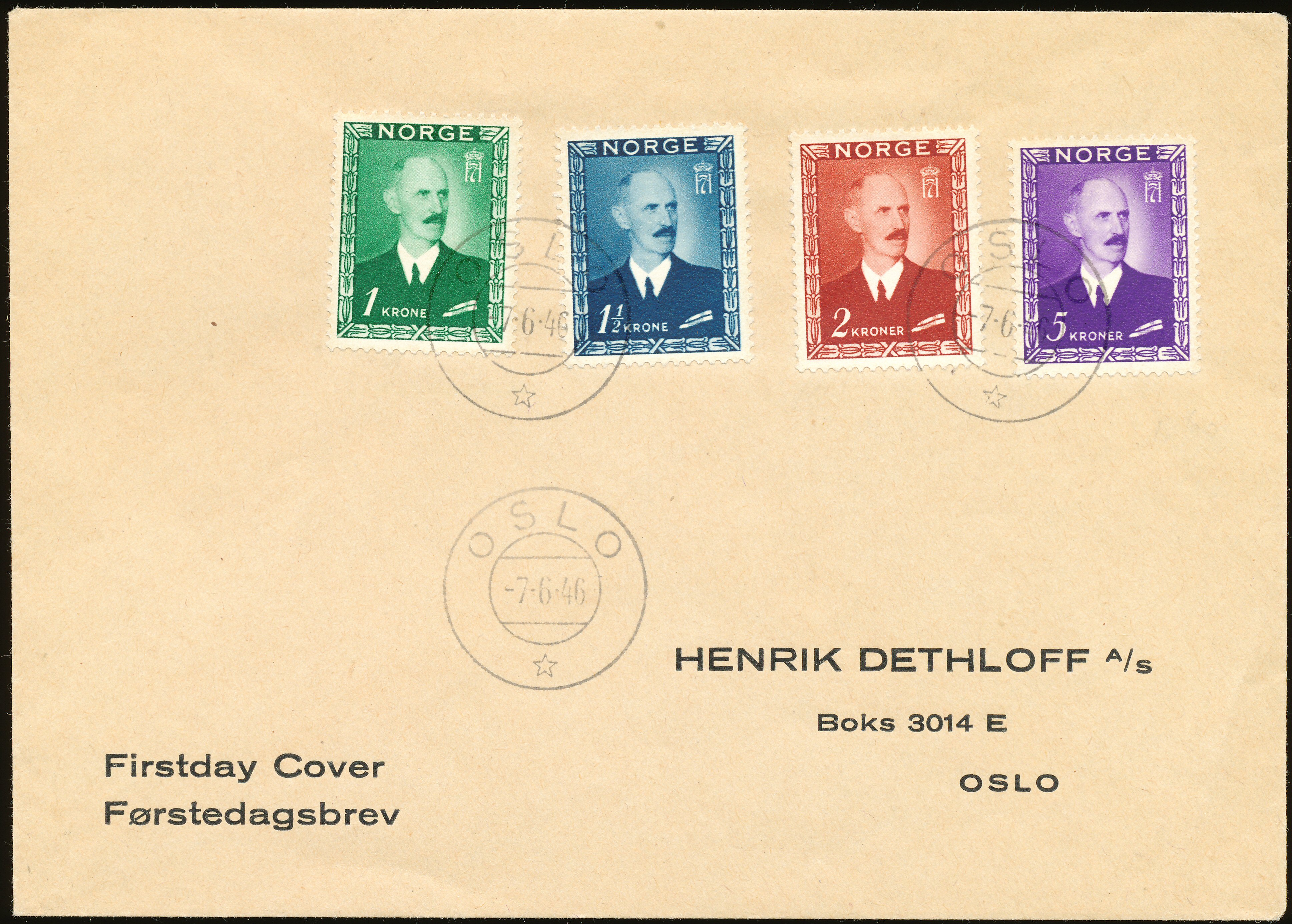FDC 1946 NK350-NK353 tekstvignett 2 Oslo