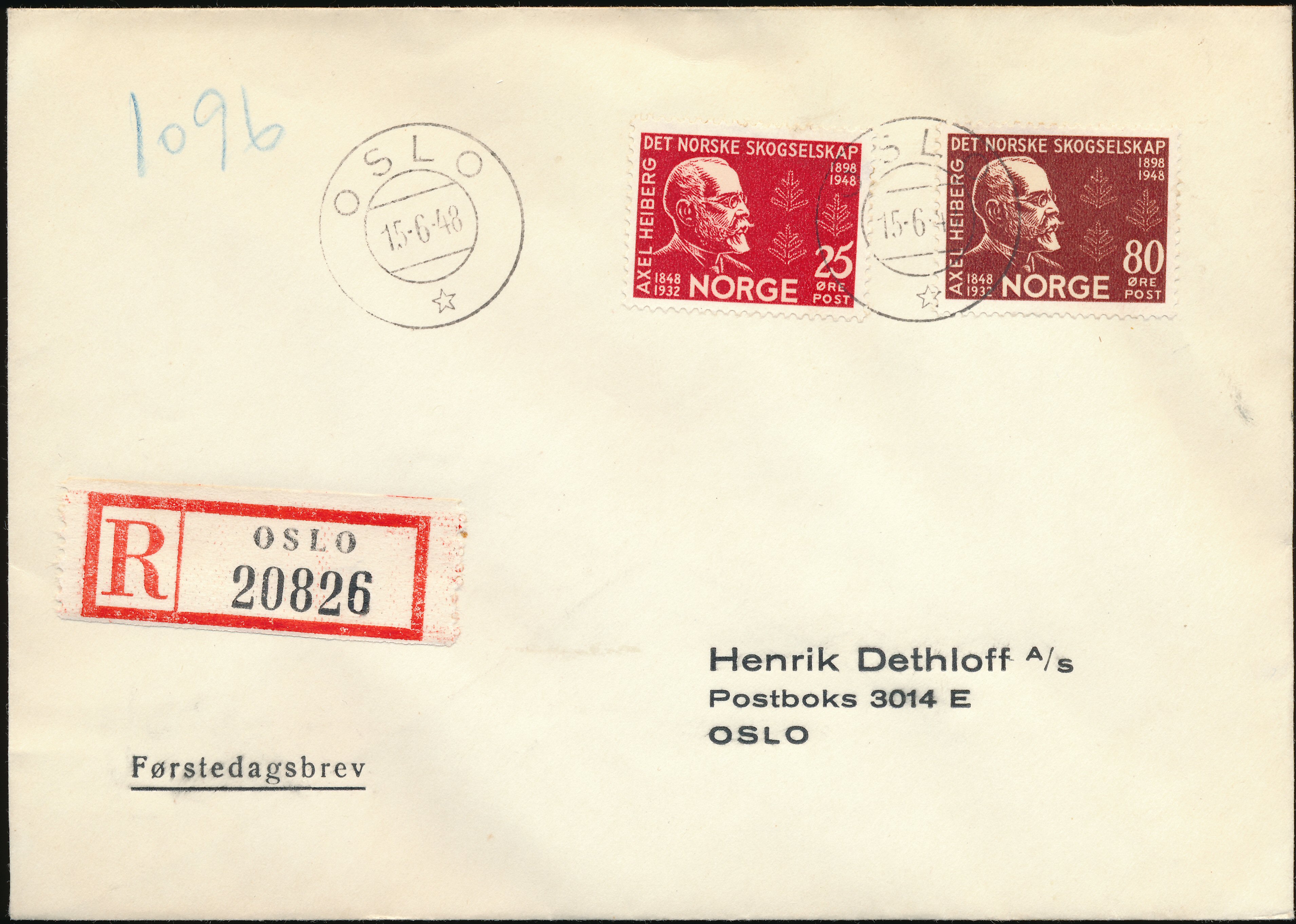 FDC 1948 NK372-NK373 tekstvignett 2 Oslo REK
