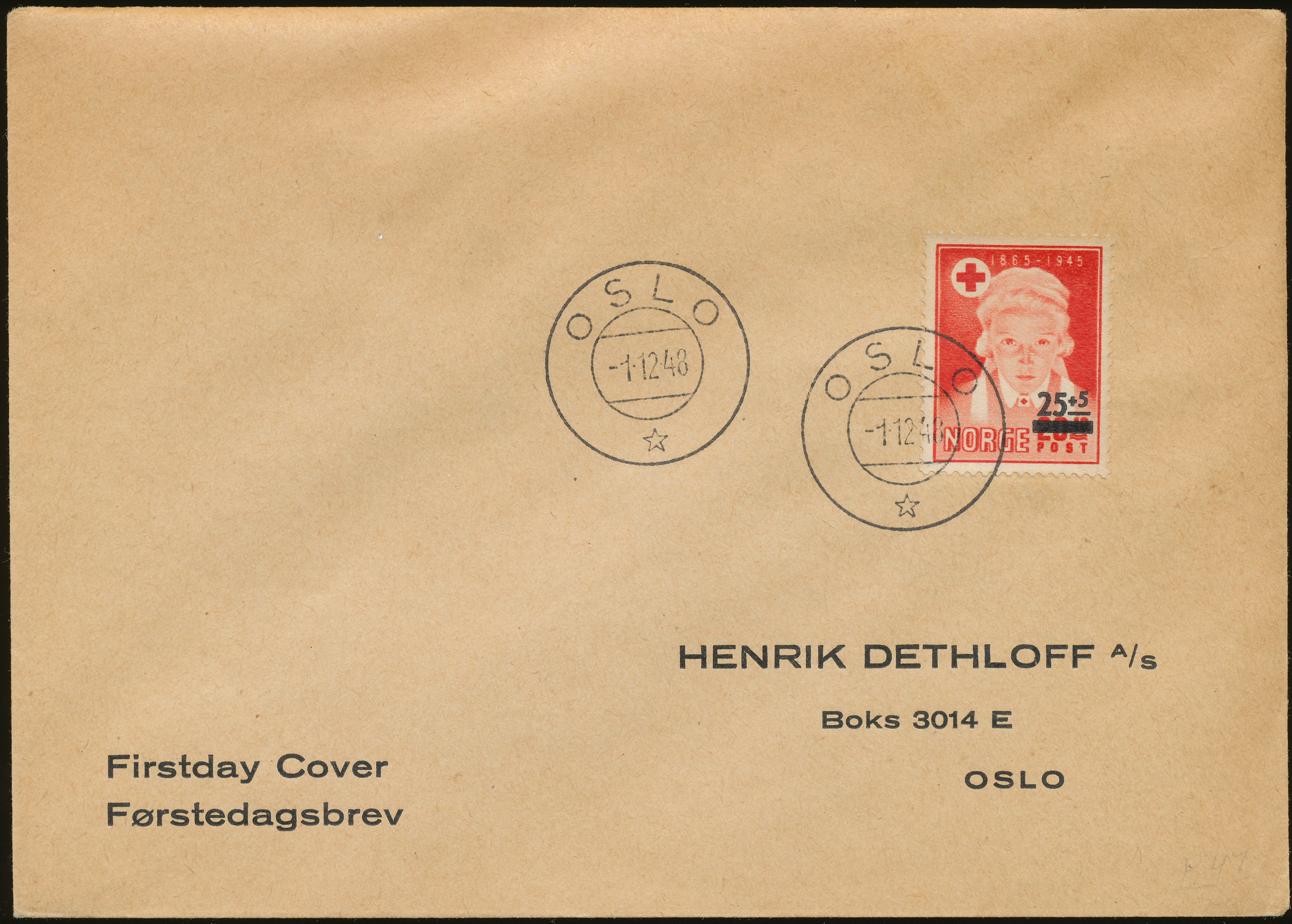 FDC 1948 NK374 tekstvignett 1 Oslo