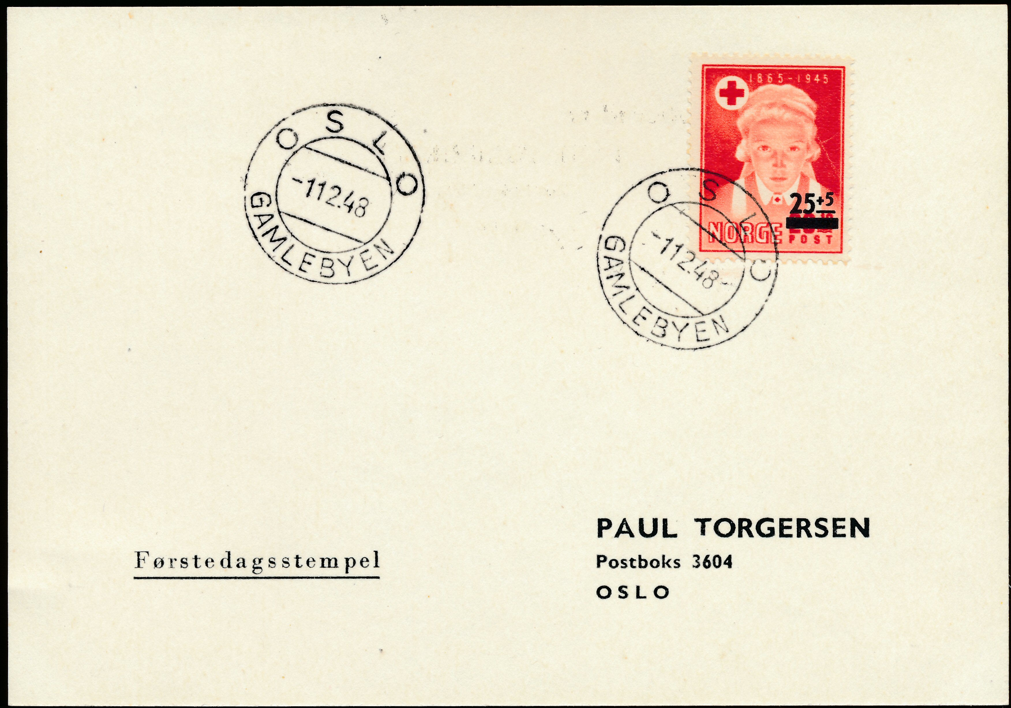 FDC 1948 NK374 tekstvignett 2 Oslo