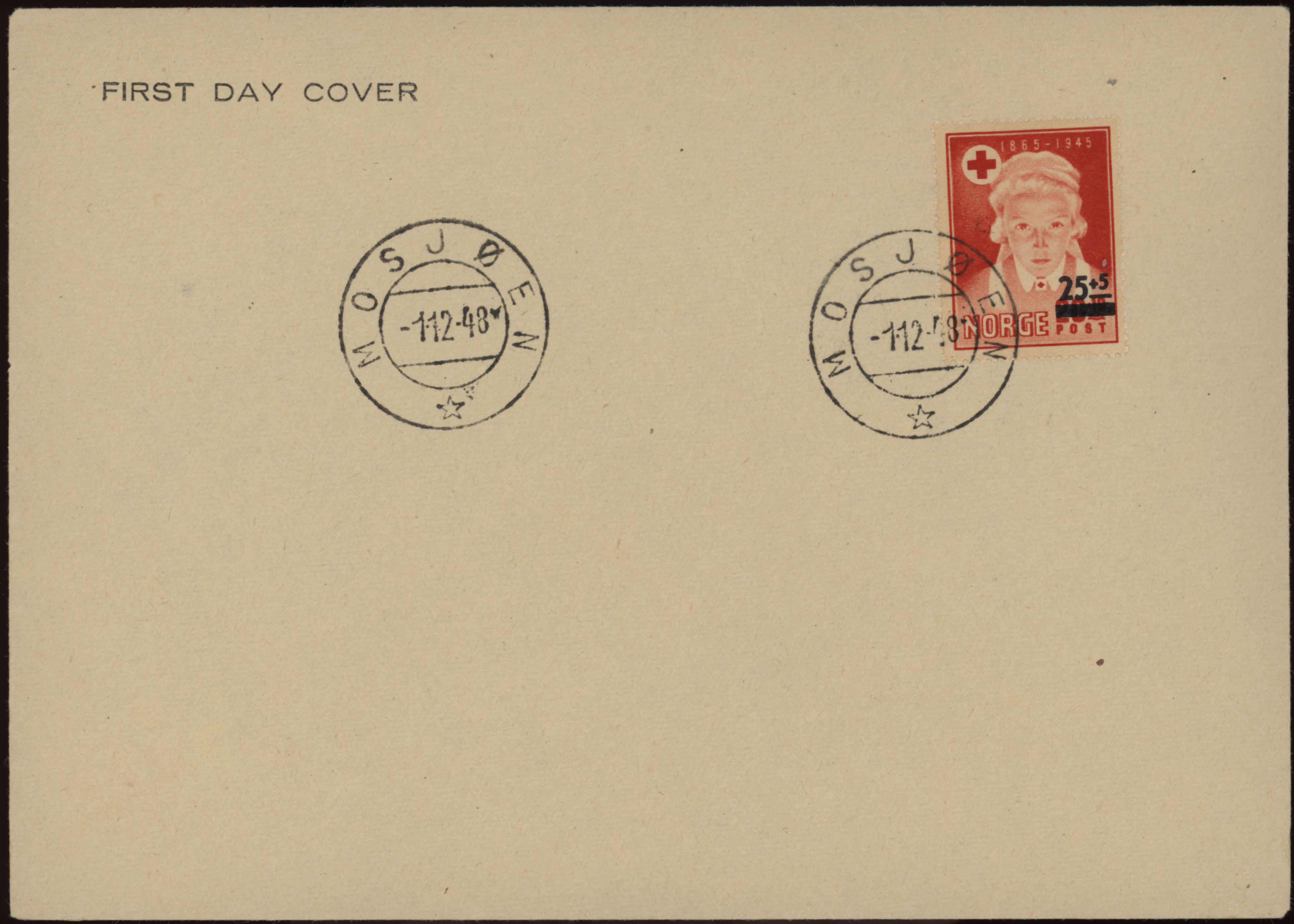 FDC 1948 NK374 tekstvignett 4 Mosjøen