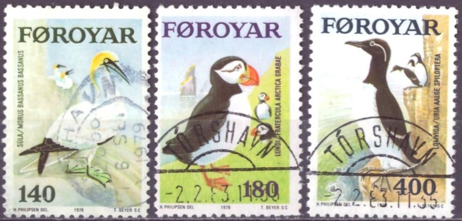 FÆRØYANE. AFA 30-32. PENT RUNDSTEMPLA.    (23,-)