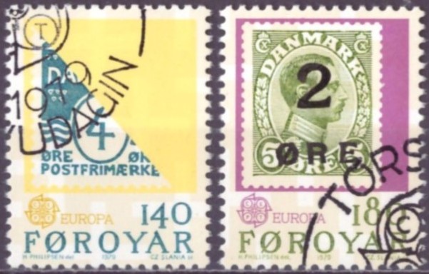 FÆRØYANE. AFA 37-38. PENT RUNDSTEMPLA.    (10,-)