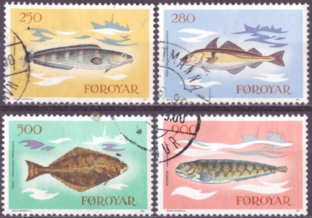 FÆRØYANE. AFA 80-83. PENT RUNDSTEMPLA. (45,-)
