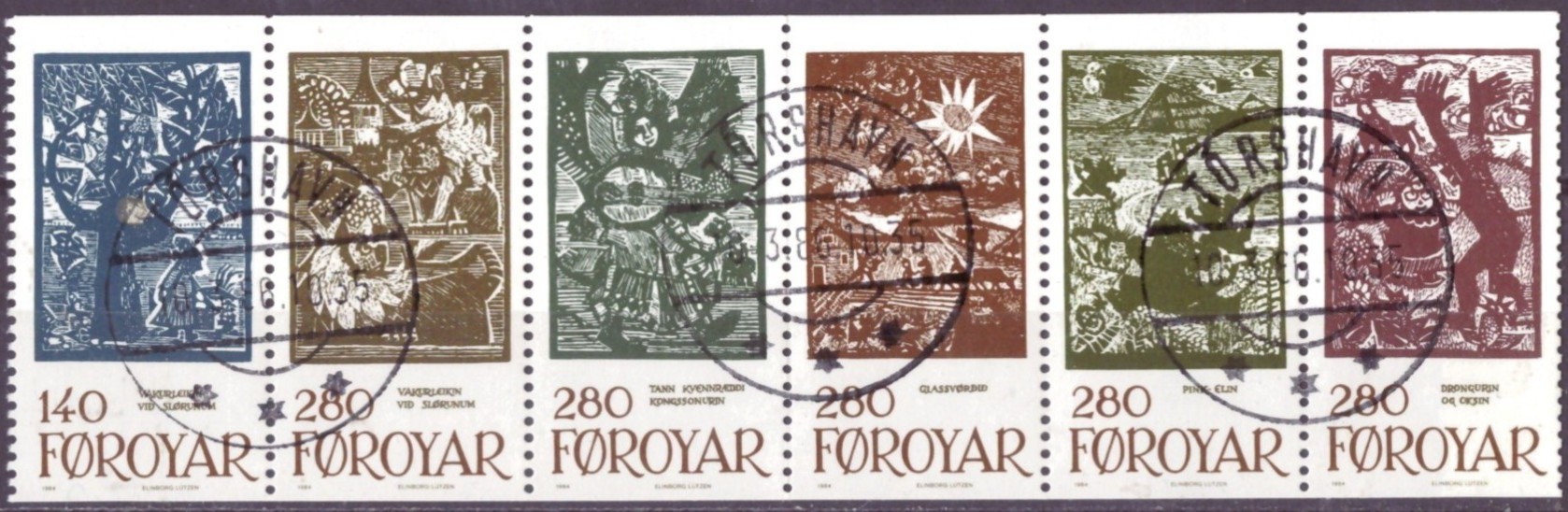 FÆRØYANE. (SAMMENTRYKK) AFA 100-05. PENT RUNDSTEMPLA.   (240,-)