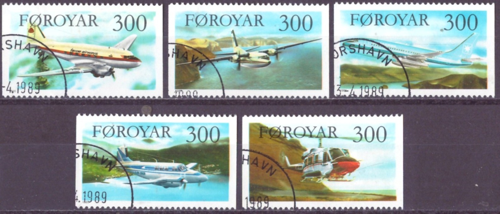 FÆRØYANE. AFA 119-23. PENT RUNDSTEMPLA. (100,-)