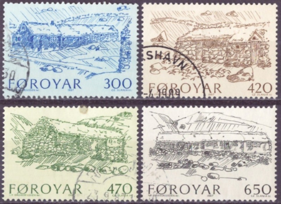 FÆRØYANE. AFA 139-42. PENT RUNDSTEMPLA. (64,-)