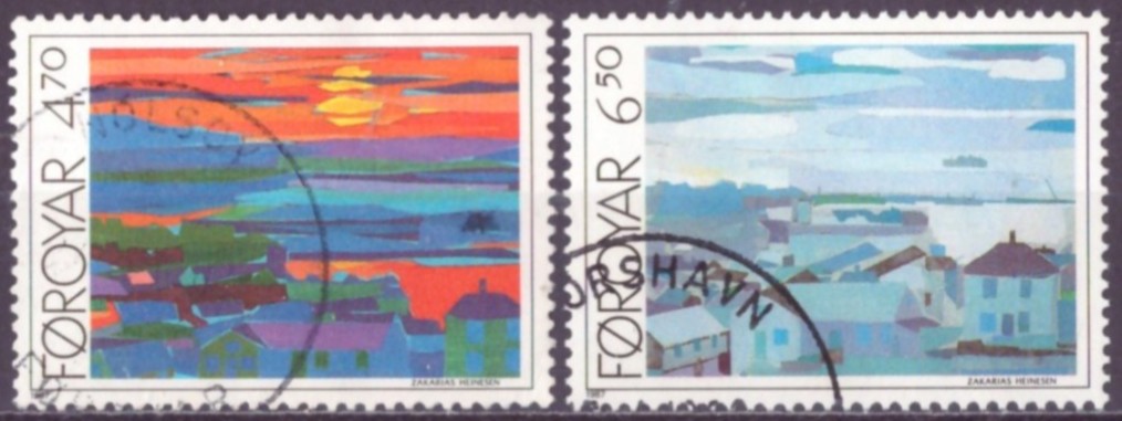 FÆRØYANE. AFA 154-55. PENT RUNDSTEMPLA. (40,-)