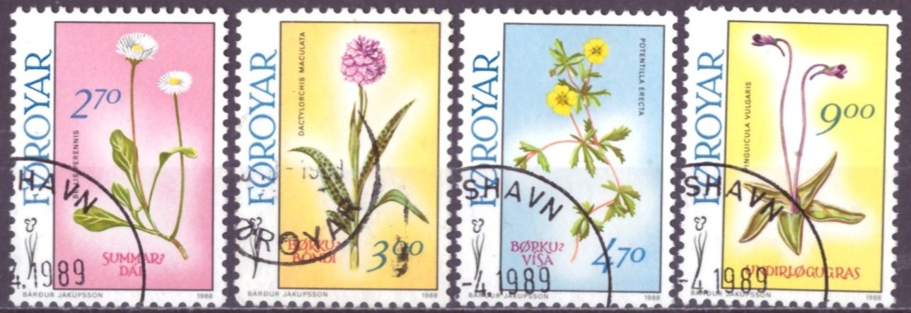 FÆRØYANE. AFA 156-59. PENT RUNDSTEMPLA. (65,-)