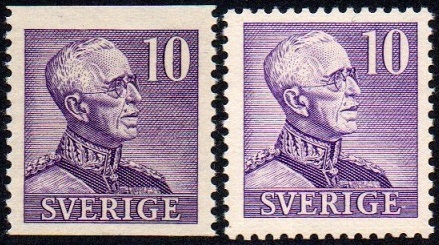 Sverige Afa: 281+281B - Kong Gustav V **