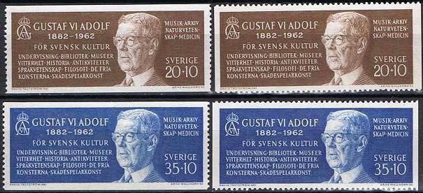 Sverige Afa 504-05+504A-05A - Kong Gustav VI 80 år **