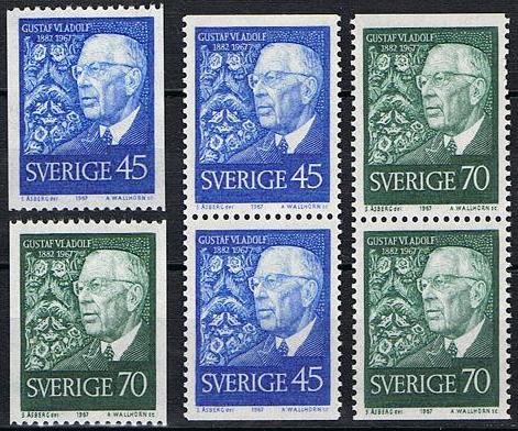 Sverige Afa: 600-01+2 par - Kog Gustaf VI Adolf 85 år **