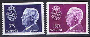 Sverige Afa: 821-22 - Kong Gustaf VI Adolf minneutgave **