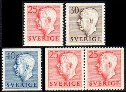 Sverige Afa: 376-78+par Kong Gustaf VI Adolf **
