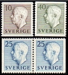 Sverige Afa: 396+399+397Cv&397Ch - Kong Gustaf VI Adolf **