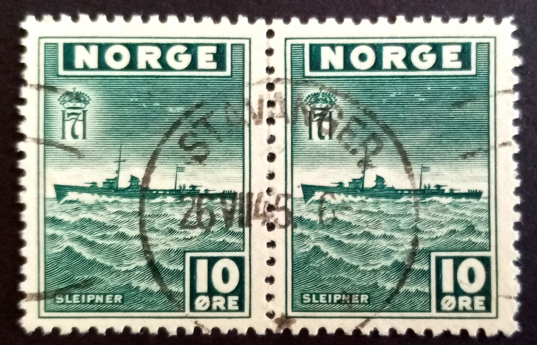 Norge - Nk 333. STAVANGER. 26.VII.45. - par.