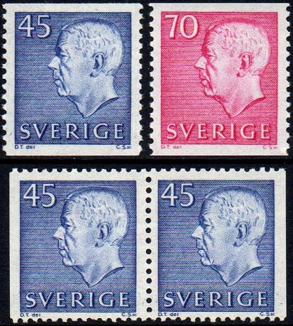 Sverige Afa: 592-93+par - Kong Gustaf VI Adolf **