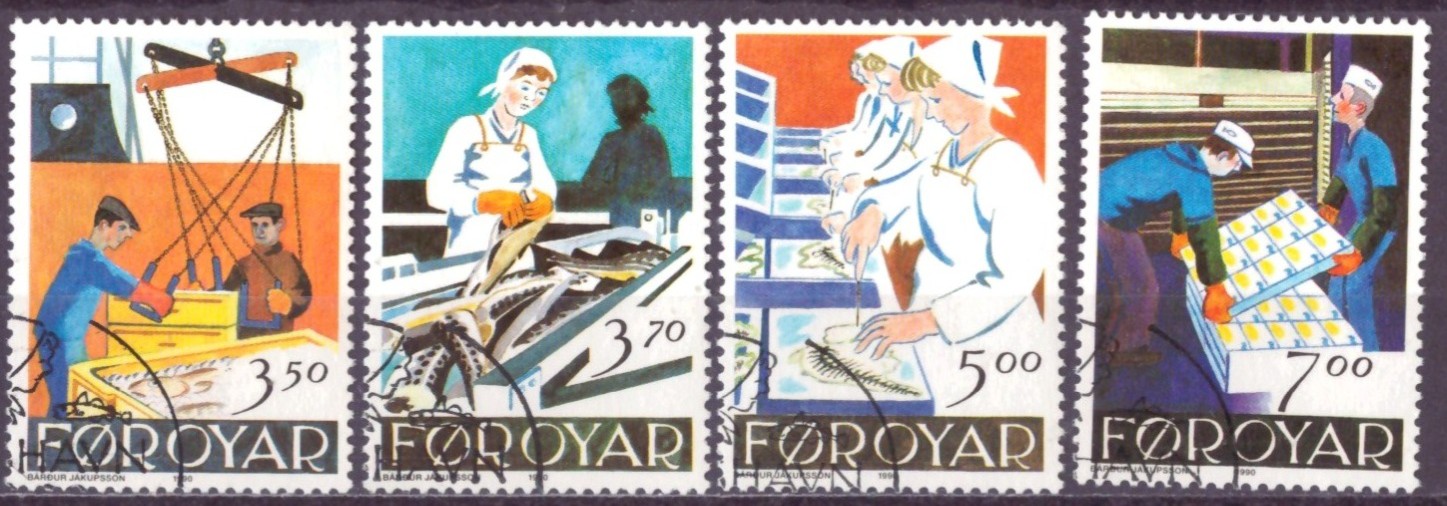 FÆRØYANE. AFA 188-91. PENT RUNDSTEMPLA. (55,-)