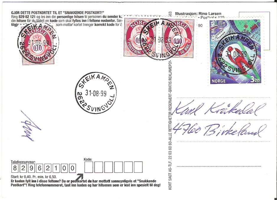 NK 1291, Skeikampen Svingvoll 31.08.99 på kort (SK: 20)