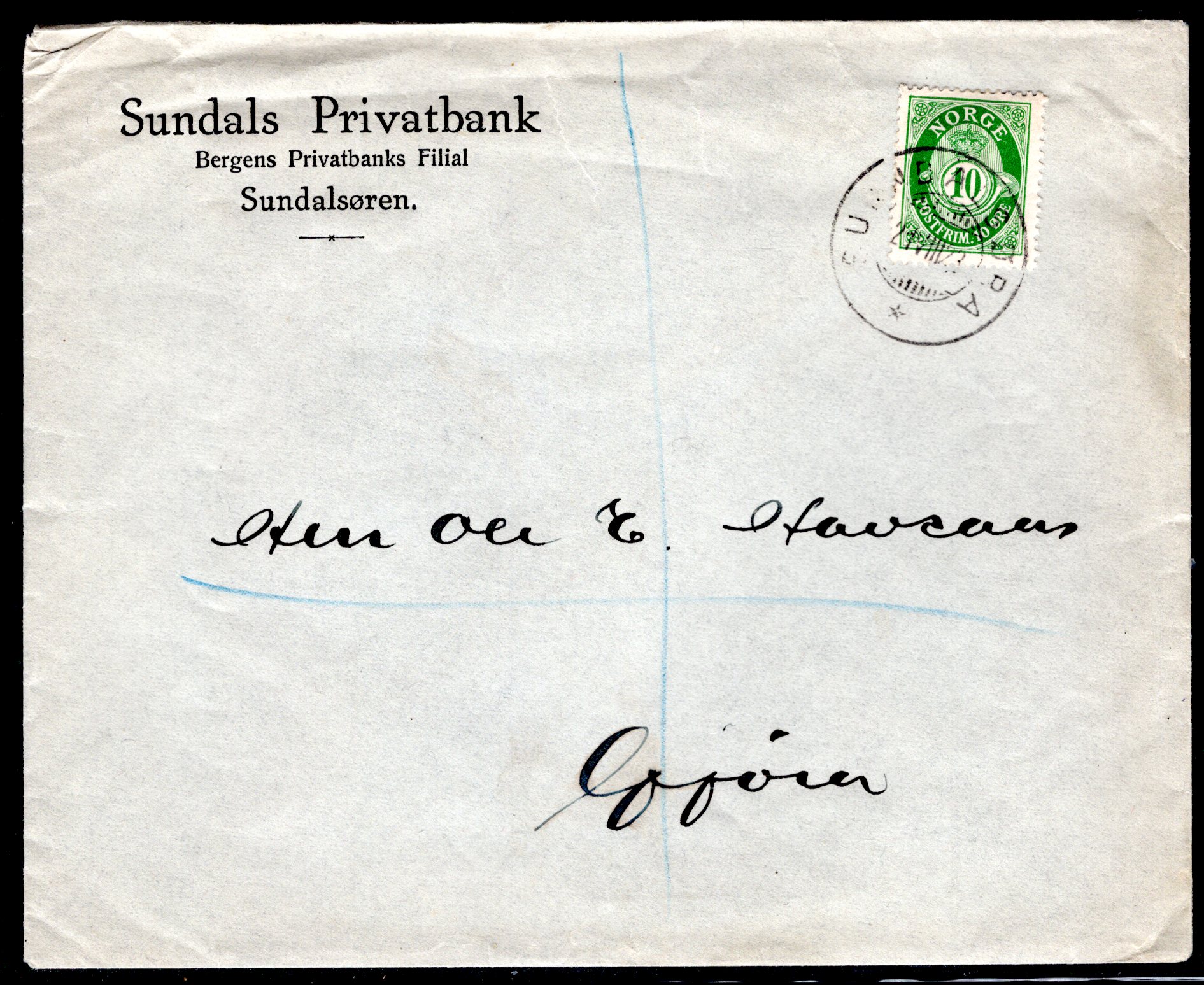 Firmabrev stemplet Sunndalsøra 1923
