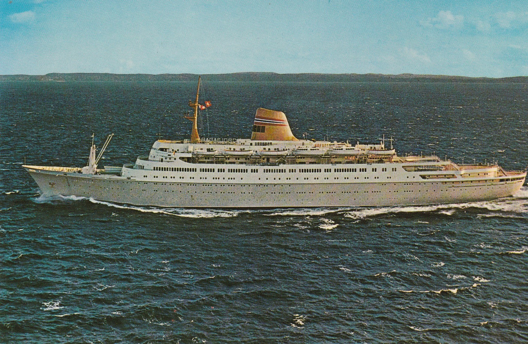 Cruiseship Sagafjord . Norwegian America Line .  Utgiver ? Unum