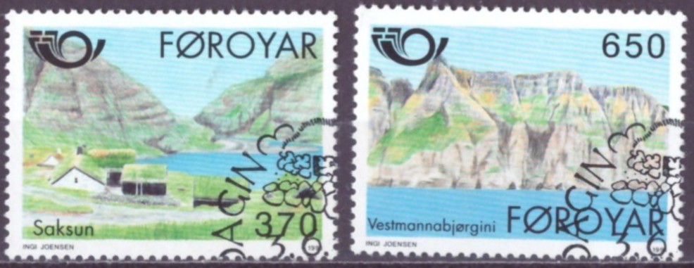FÆRØYANE. AFA 213-14. PENT RUNDSTEMPLA. (25,-)