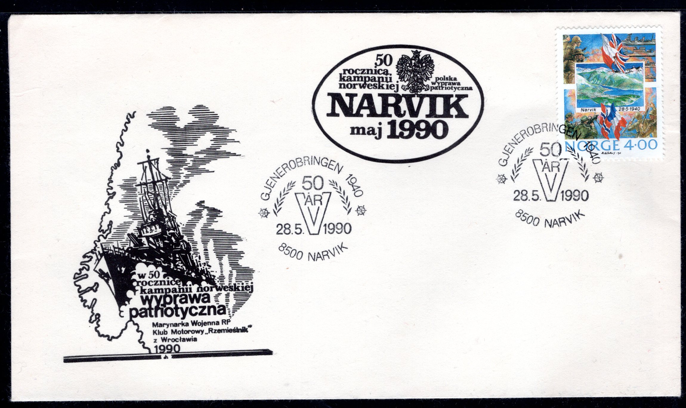brev særstemplet Narvik 1990 se scan