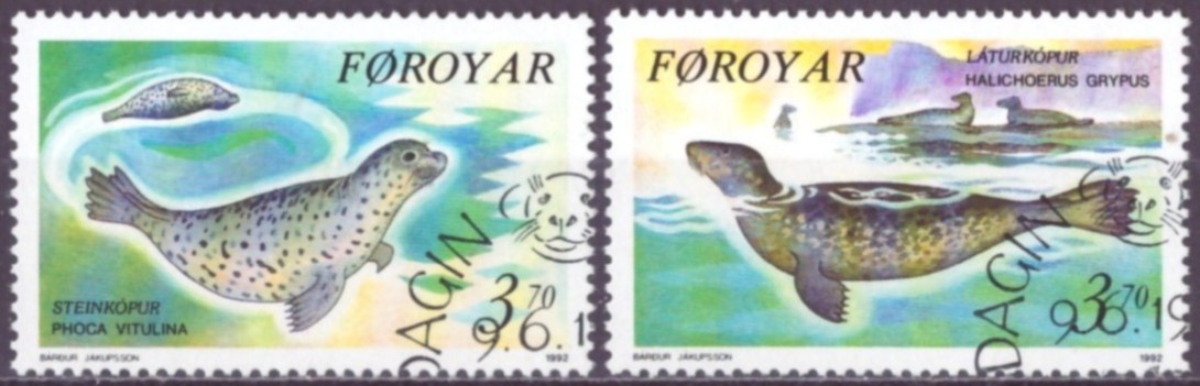FÆRØYANE. AFA 229-30. PENT RUNDSTEMPLA. (24,-)