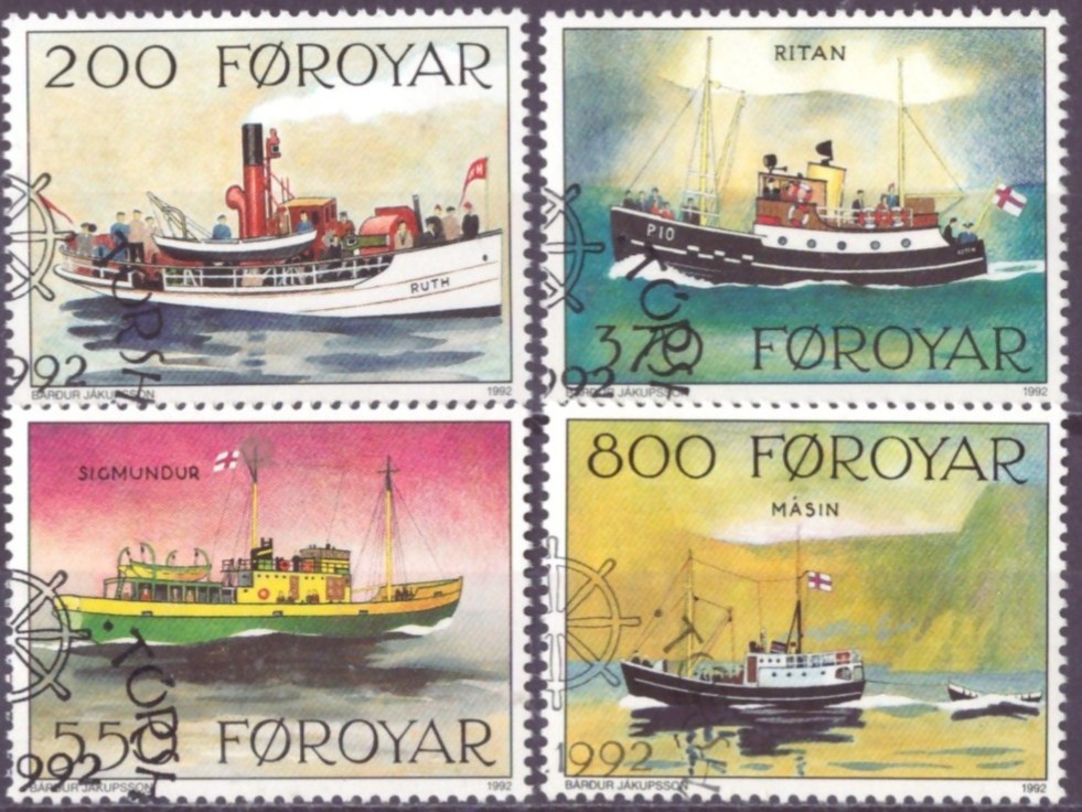 FÆRØYANE. AFA 221-24. PENT RUNDSTEMPLA. (55,-)