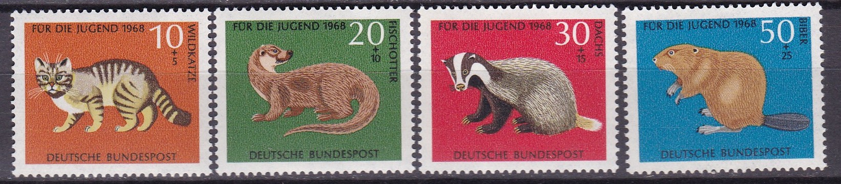 BRD 1968. Michel # 549-552. Truede dyr. Postfrisk serie