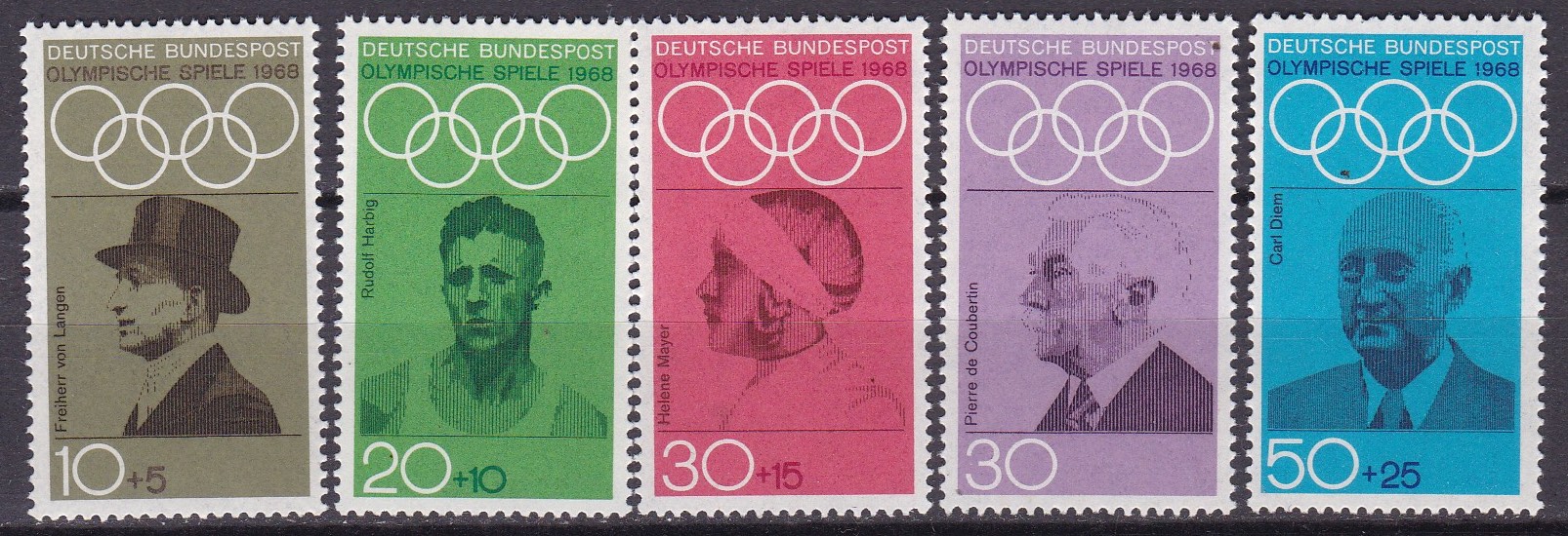 BRD 1968. Michel # 561-565. OL i Mexico. Postfrisk serie