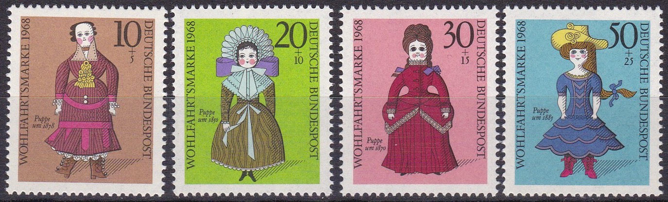 BRD 1968. Michel # 571-574. Dukker. Postfrisk serie