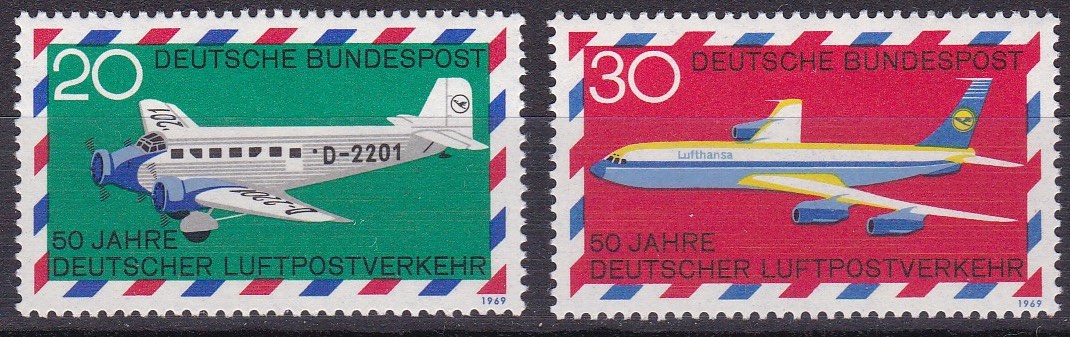 BRD 1969. Michel # 576-577. Luftpost. Postfrisk serie