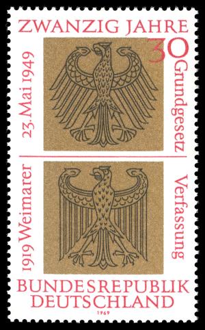 BRD 1969. Michel # 585. BRD 20 år. Postfriskt merke