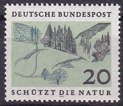 BRD 1969. Michel # 592. Naturvernår 20 pf. Postfriskt merke