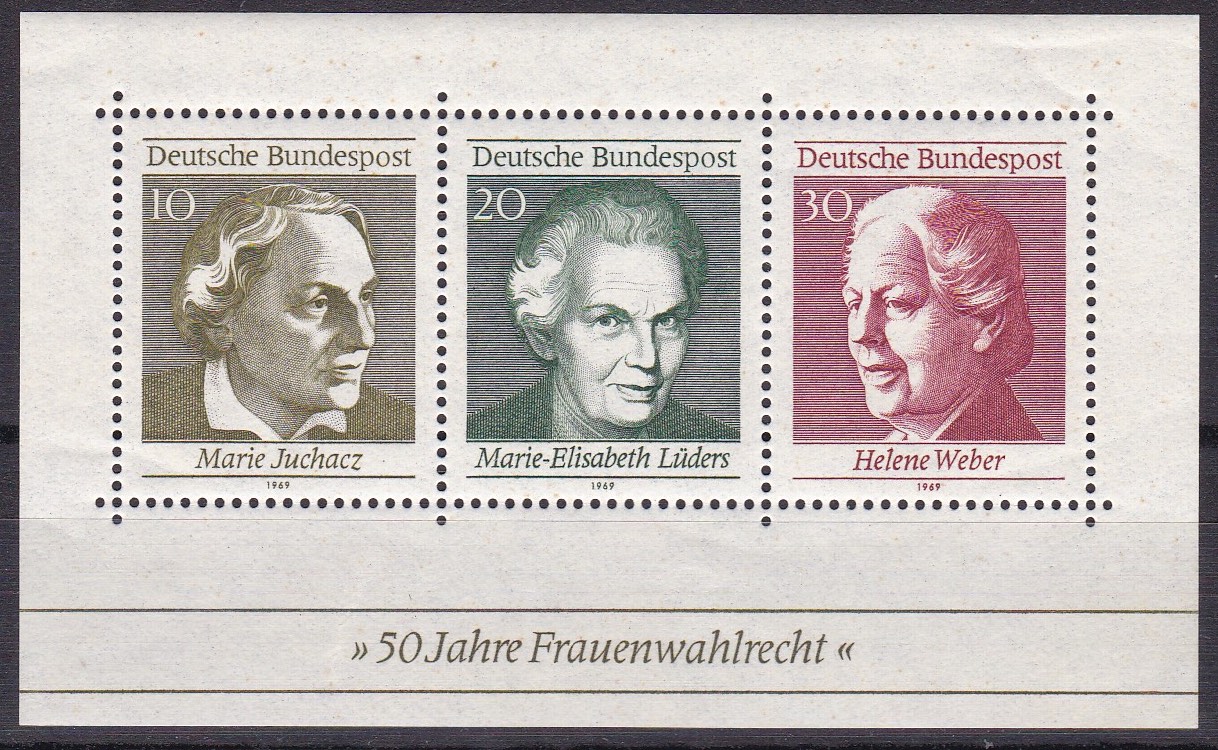 BRD 1969. Michel # BL 5. Kvinnejubileum. Postfriskt miniark
