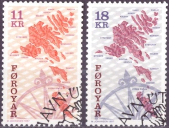 FÆRØYANE. AFA 312-13. PENT RUNDSTEMPLA.    (58,-)