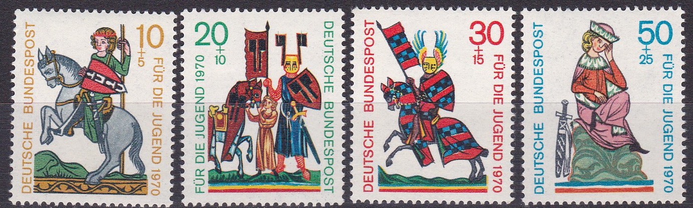BRD 1970. Michel # 612-615. Middelaldersangere. Postfrisk serie
