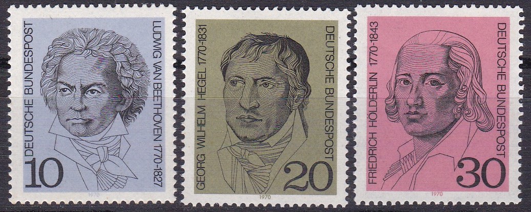 BRD 1970. Michel # 616-618. Tyske kunstnere. Postfrisk serie