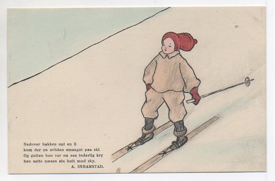 Skiløper med tekst småformat ubrukt