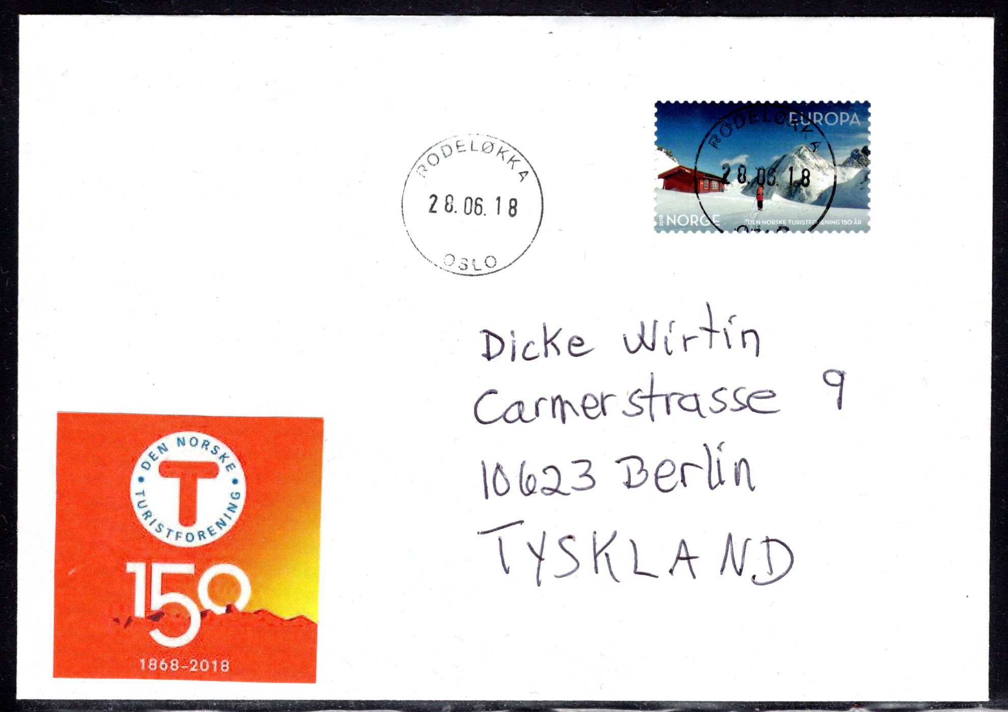 brev med NK 1989 luksstemplet Rodeløkka Oslo 2018 se scan