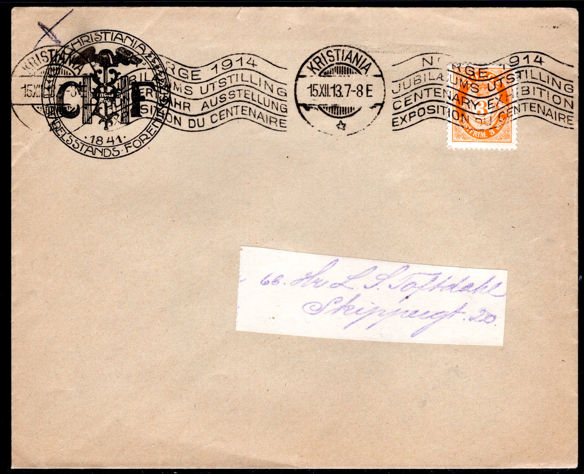 Firmabrev tekststemplet Oslo 1913 se scan