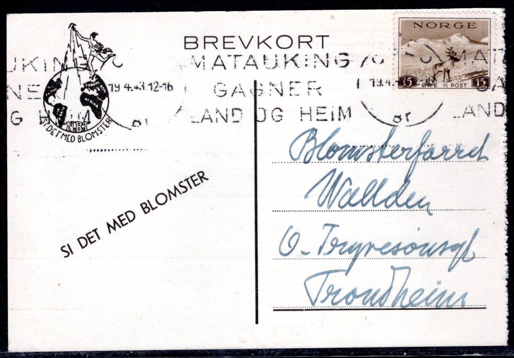 brevkort tekstst Matauking gagner landet Oslo 1943 se scan