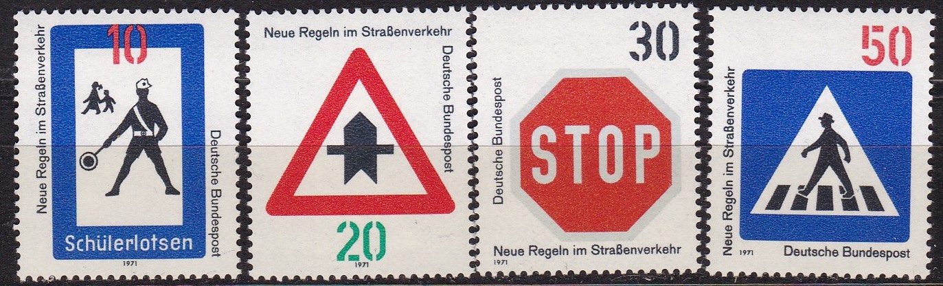 BRD 1971. Michel # 665-668. Nye trafikkregler. Postfrisk serie