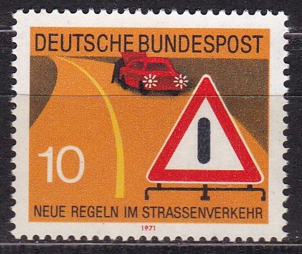 BRD 1971. Michel # 671. Nye trafikkregler 10 pf. Postfriskt merke