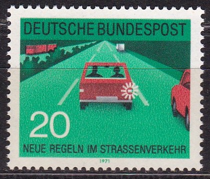 BRD 1971. Michel # 672. Nye trafikkregler 20 pf. Postfriskt merke