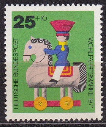BRD 1971. Michel # 706. Gamle treleker 25 pf. Postfriskt merke