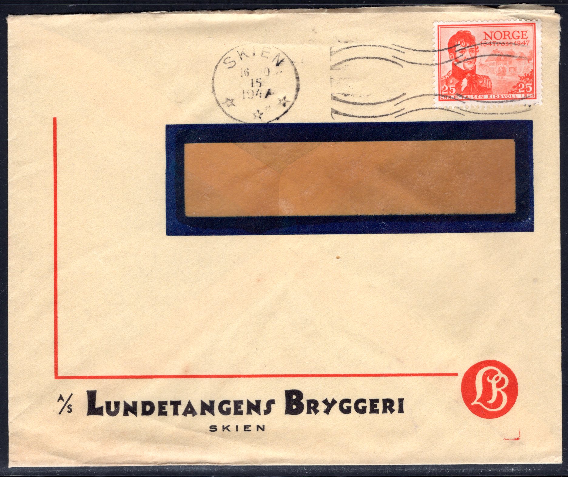 Firmabrev stemplet Skien 1947 se scan