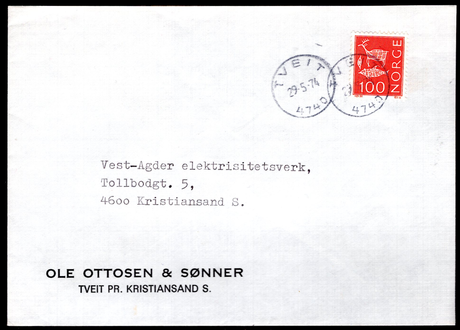 brev stemplet Tveit 1974 se scan