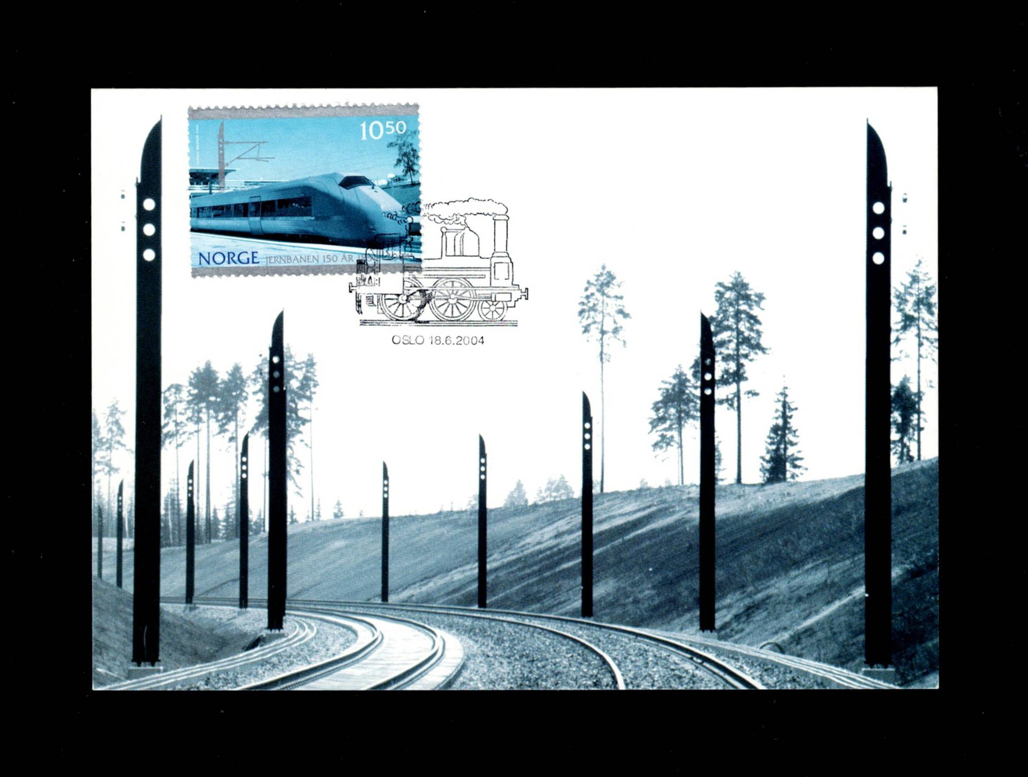 FDC 2004 NK1545 Jernbanen i Norge 150 år på kort